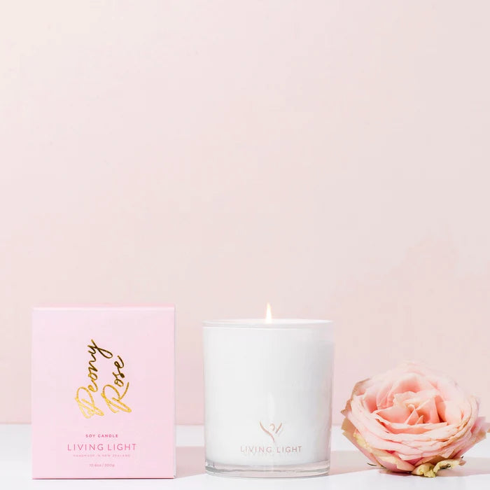 Living Light Peony Rose Soy Candle Large