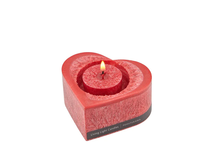 Living Light Pōhutukawa Heart Candle